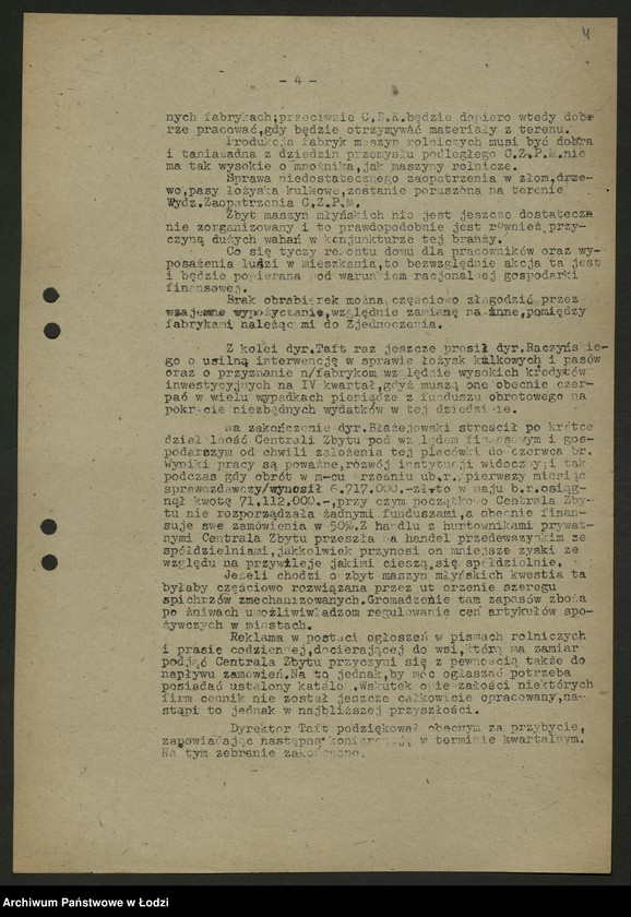 Obraz 5 z jednostki "Zjednoczenie Przemysłu Maszyn Rolniczych; protokół [narady], sprawozdania [z produkcji]"