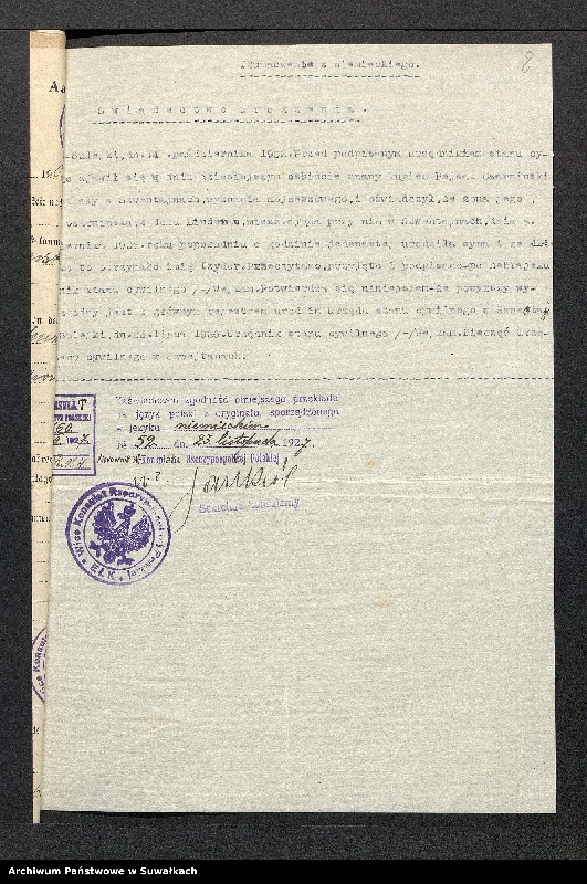 image.from.unit.number "Dowody do aktów ślubu Suwalskiego Okręgu Bożniczego 1928 rok"
