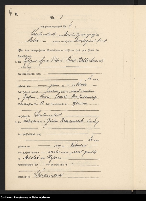 image.from.unit.number "Heirats-Neben-Register Standesamt Christianstadt 1935 No. 1 bis 18"