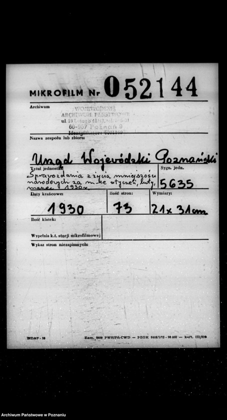 Obraz 2 z jednostki "Sprawozdania z życia mniejszości narodowych za miesiące styczeń, luty, marzec 1930 r."