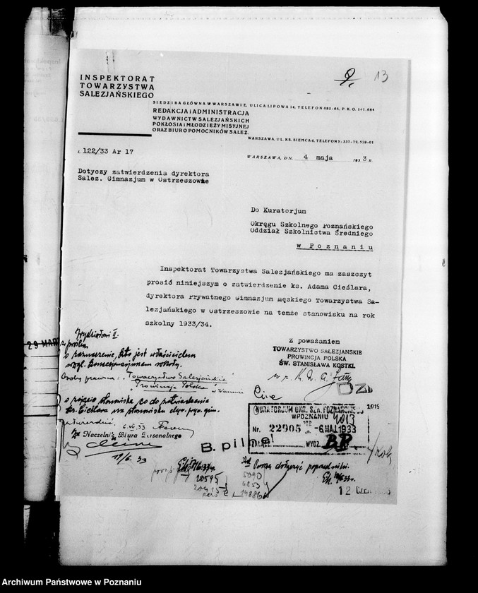 Obraz 16 z jednostki "Prywatne Liceum Męskie Towarzystwa Salezjańskiego- Marszałki- [protokoły powizytacyjne, sprawozdania roczne szkoły]"