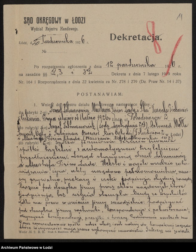Obraz 13 z jednostki "I. Zelmanowicz, Mustafa – Pirim Zade i s-ka – turecka piekarnia i cukiernia"