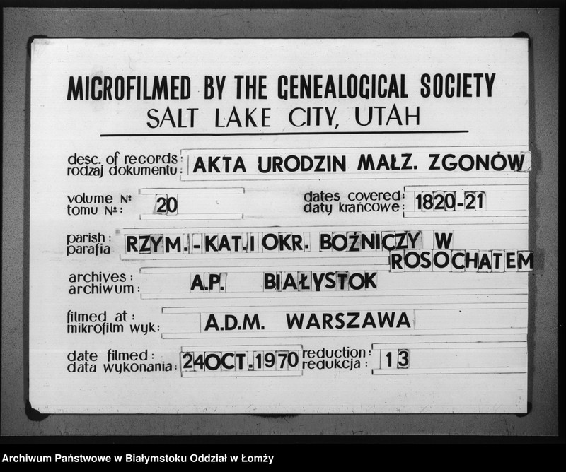 Obraz 1 z jednostki "Księga urodzeń, małżeństw i zgonów"