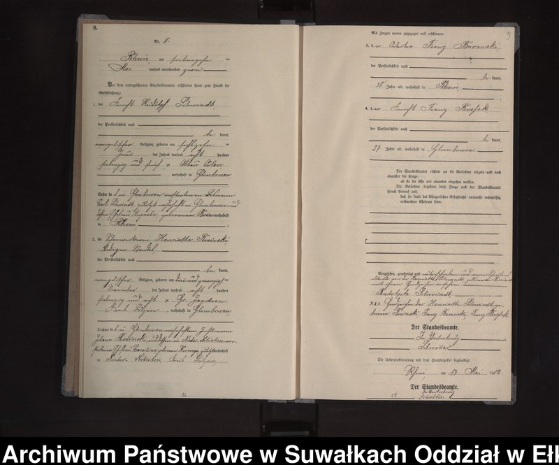 image.from.unit.number "Heiraths-Neben-Register des Königlichen Preussischen Standes-Amtes Orlen Kreis Loetzen"