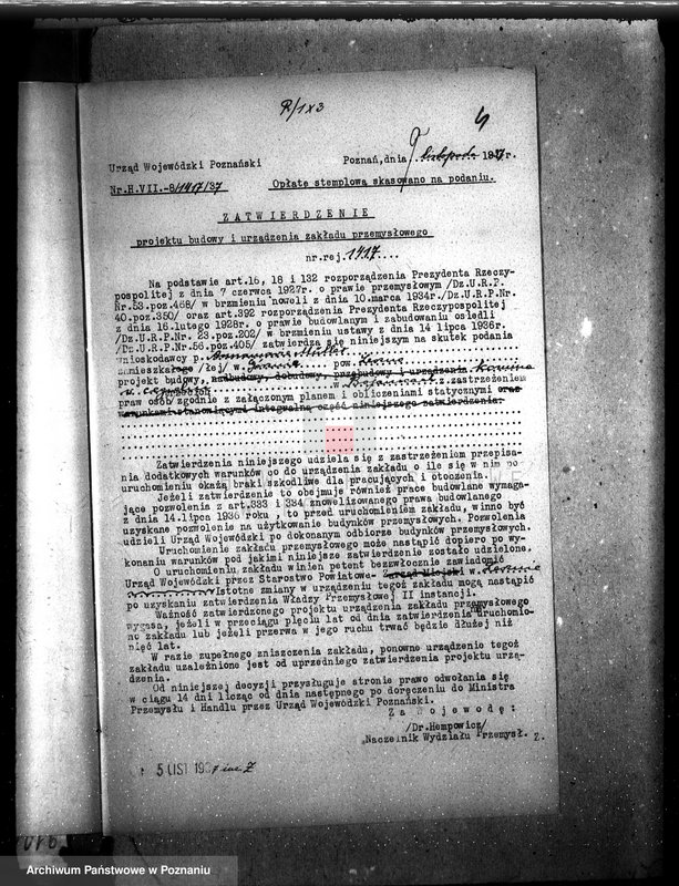 image.from.unit.number "Zatwierdzenie zakładu przemysłowego /cegielni parowej/ własność A. Mueller w Bojanicach pow. leszczyński"