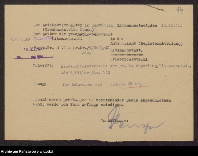 Obraz 16 z jednostki "Mendel Szperling- sprzedaż surowców włókienniczych i wyrób przędzy"