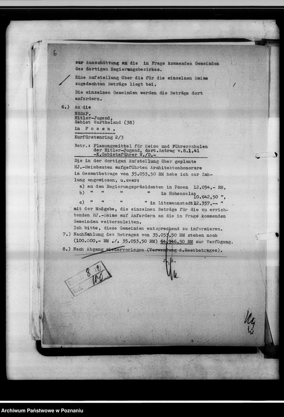 Obraz 10 z jednostki "Beihilfen an leistungsschwache Gemeinden zur Beschaffung von H.J.-Heimen."