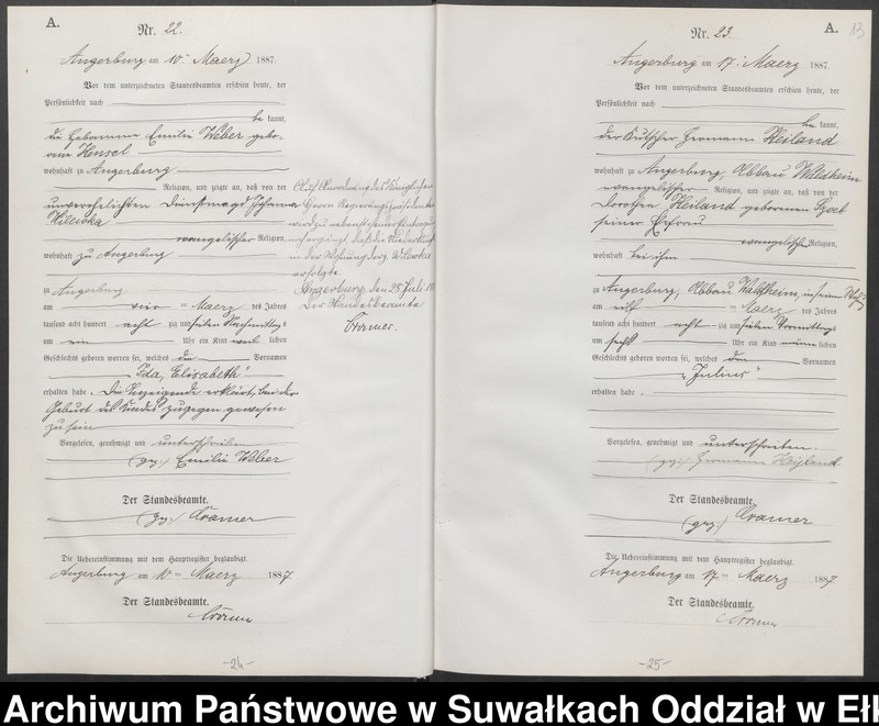 image.from.unit.number "Geburts-Neben-Register des Preussischen Standes-Amtes der Stadt Angerburg Kreis Angerburg"