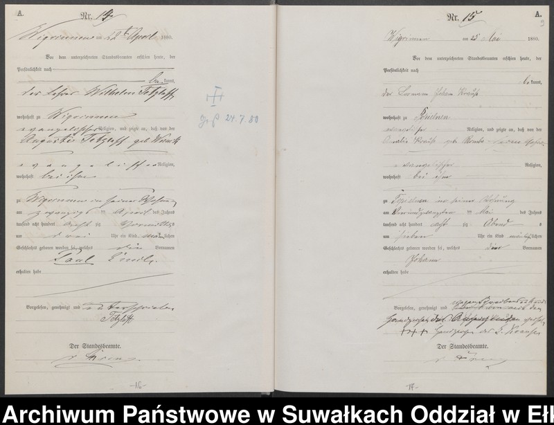 image.from.unit.number "Geburts-Haupt-Register des Königlich Preussischen Standes-Amtes Guszianka Kreis Sensburg"