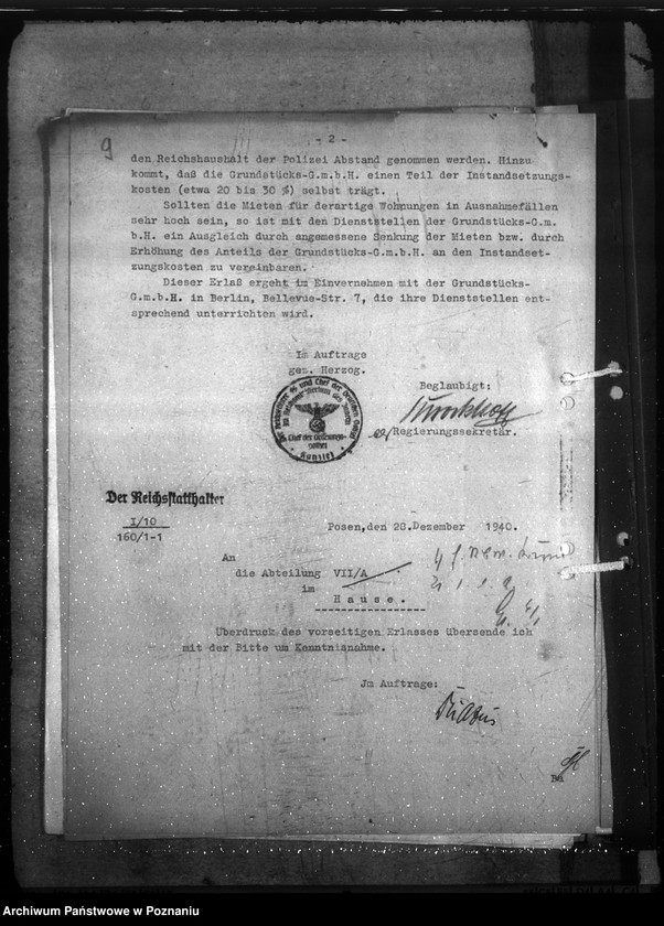 Obraz 14 z jednostki "Erstmalige Herrichtung (Instandsetzung) von Dienstgebäuden, Diensträumen, Reichsmiet- und Reichsdienstwohnungen der Gendarmerie im Einzeldienst a) Erlasse, B) Schriftwechsel"