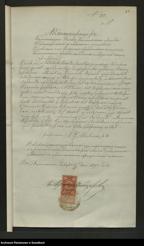 image.from.unit.number "Aneks [do akt małżeństw parafia rzymskokatolicka] Kaletnik 1890"