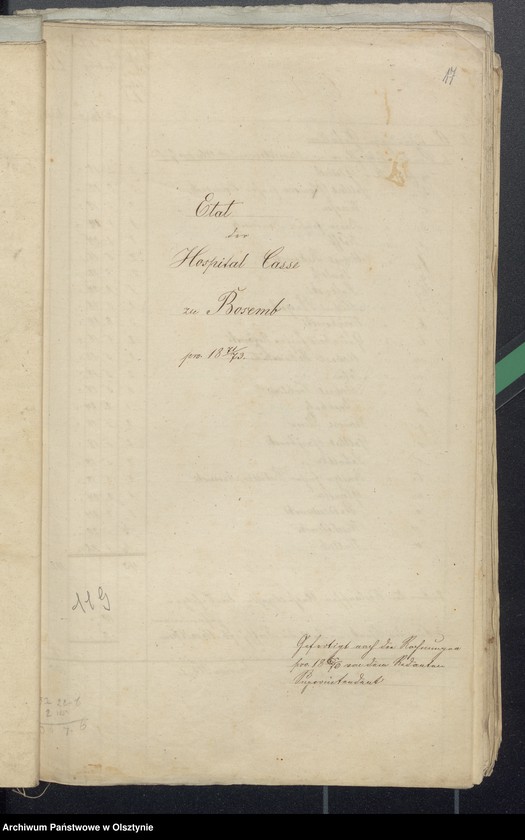 image.from.unit.number "Jahres Rechnung der Hospital - Casse zu Bosemb"