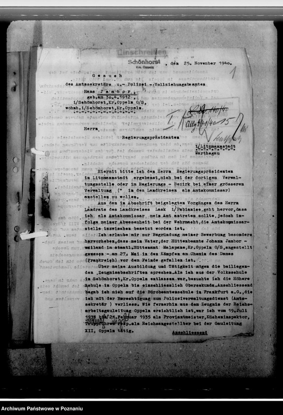 Obraz 5 z jednostki "Jambor, Hans, Bewerbung - um eine Amtskommissarstelle"