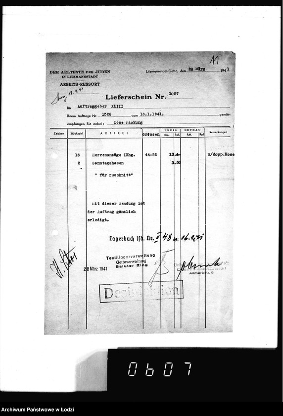 Obraz 15 z jednostki "[Dowody dostawy ubrań i czapek dla fimy] Sachsendahl Ostrowo"