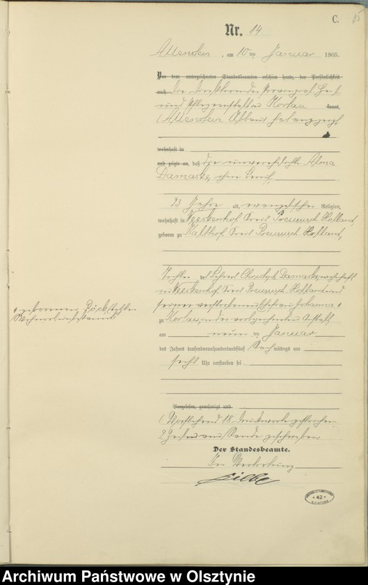 image.from.unit.number "Sterbe-Haupt-Register Tom I, Nr 1 - 425"