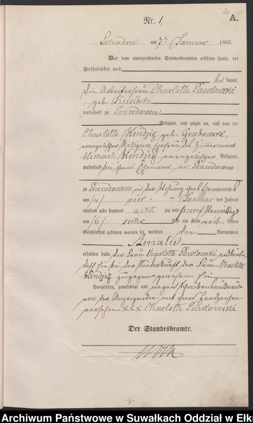 image.from.unit.number "Geburts-Haupt-Register des Königlich Preussischen Standes-Amtes Schaden Kreis Sensburg"