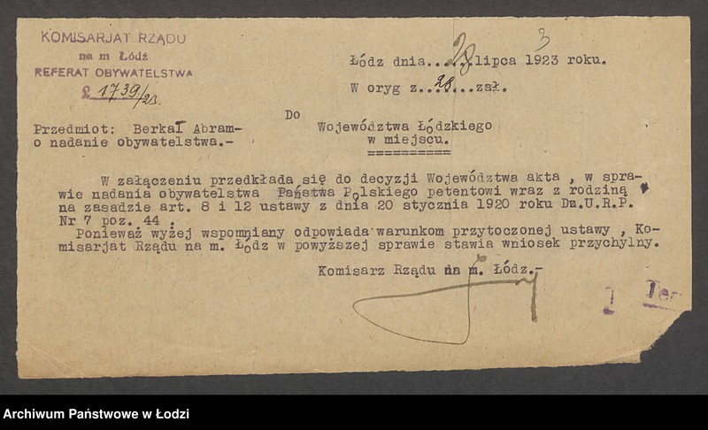 Obraz 5 z jednostki "Nadanie obywatelstwa Nr 18-757, 1-55"