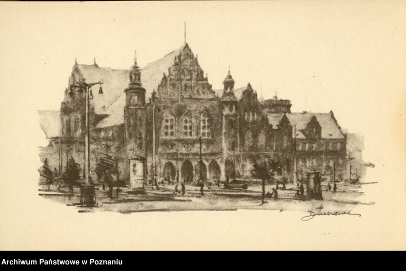 Obraz 1 z jednostki "Poznań - "10 pocztówek Antoniego Suchanka". Główny gmach Uniwersytetu im. Adama Mickiewicza: Collegium Minus, wejście do auli uniwersyteckiej"