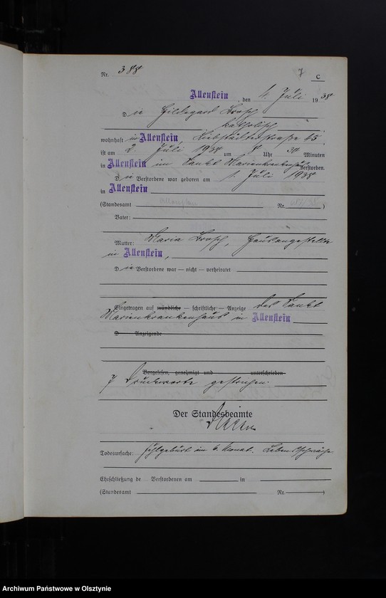 image.from.unit.number "Sterbe-Haupt-Register Tom II, Nr 382-739"