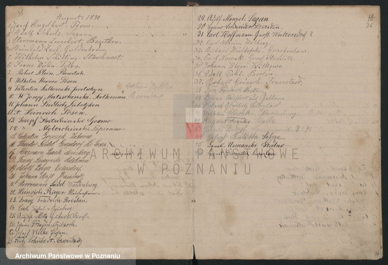 Obraz 19 z jednostki "[Księga rejestracji czeladników zatrudnionych u mistrzów piekarskich w Lesznie]"