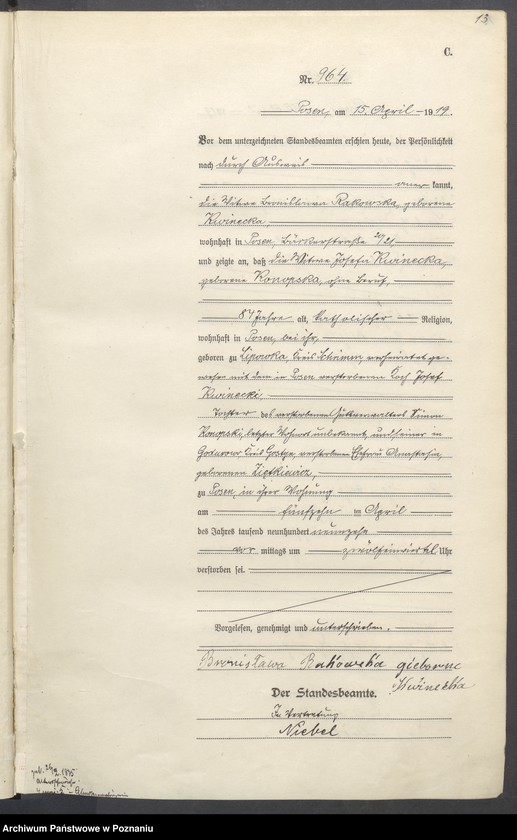 Obraz 15 z jednostki "Księga miejscowa zgonów tom III [Rejestr główny zgonów]"