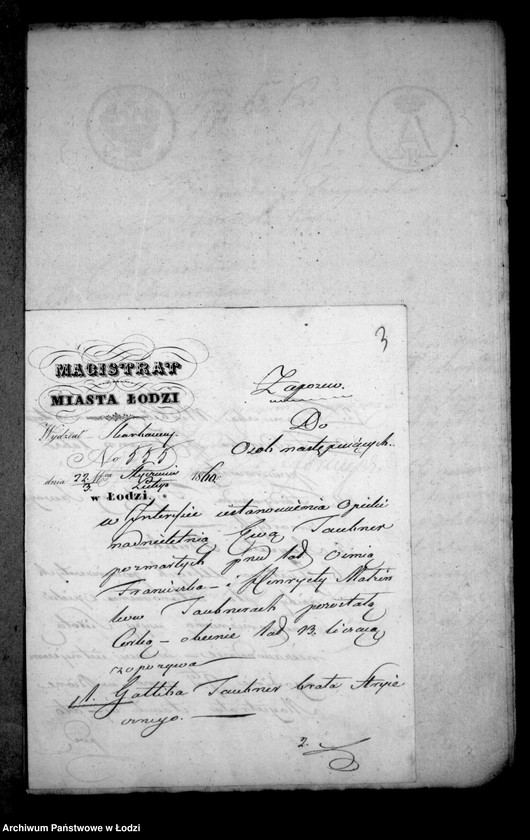 Obraz 7 z jednostki "Akta tyczące się ustanowienia opieki nad nieletnimi Józefem, Matyldą i Pauliną rodzeństwem Holup po zmarłym Józefie Holup"