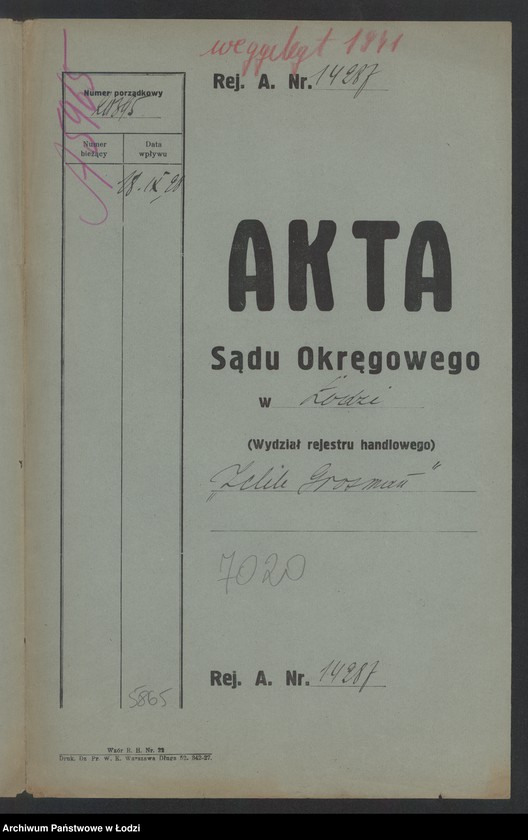 Obraz 2 z jednostki "Zelig Dawid Grosman- drobny handel ubraniami gotowymi i ludowymi"