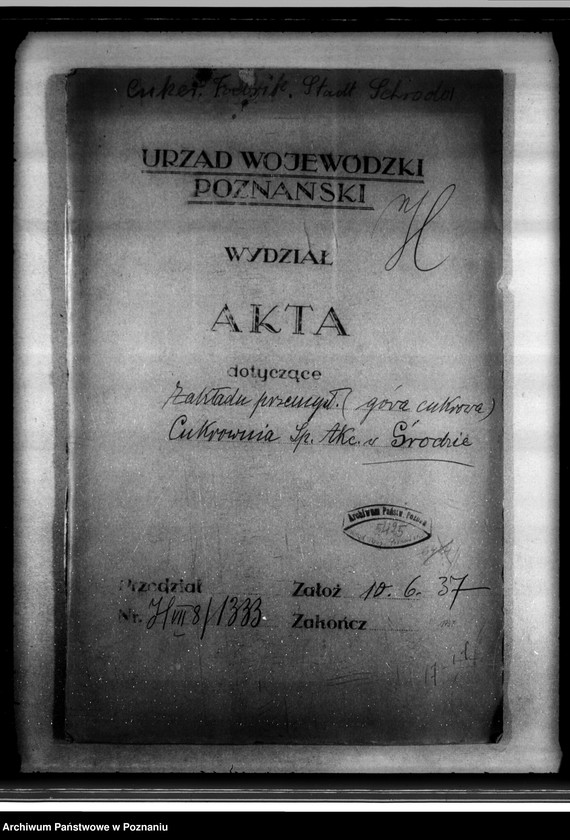 Obraz 4 z jednostki "Zatwierdzenie zakładu przemysłowego /przebudowy budynku góry cukrowej/ Cukrowni w Środzie Spółka Akcyjna"