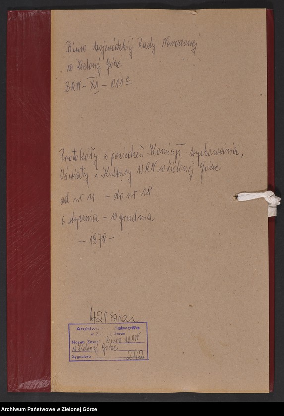 image.from.unit.number "Protokóły z posiedzeń Komisji Wychowania, Oświaty i Kultury Wojewódzkiej Rady Narodowej w Zielonej Górze; Nr 11 - 18"