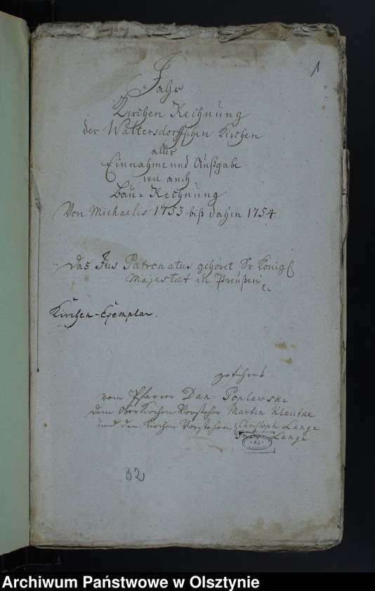 image.from.unit.number "Jahr Kirchen Rechnung der Waltersdorfschen Kirche aller Einnahme und Ausgabe wie auch Bau-Rechnung"