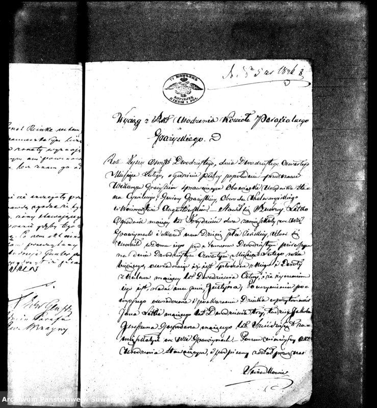 image.from.unit.number "Dowody do Aktów Małżeństw Parafii Ewang. Wiżayny z. r. 1846"