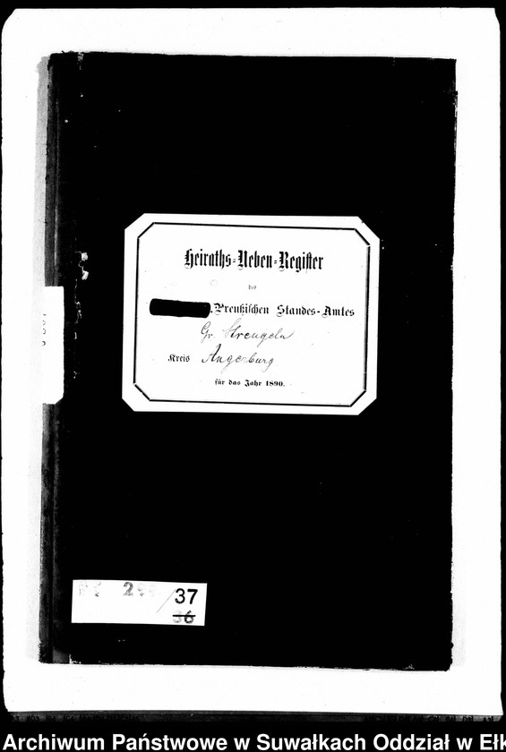 image.from.unit.number "Heiraths-Neben-Register des Preussischen Standes-Amtes Gr. Strengeln Kreis Angerburg"