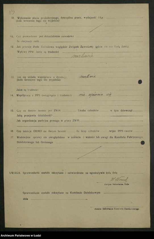 Obraz 14 z jednostki "Sprawozdania Referatu Sprawozdawczego dotyczące Plenum KC (lipiec, sierpień), wzrostu szeregów partyjnych"