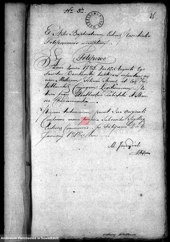image.from.unit.number "Annexa do Akt Małżeństwa z Gminy Filipowskiey w Roku 1818"