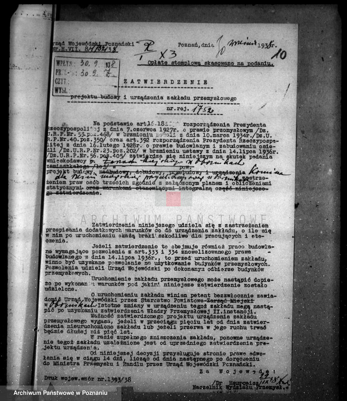 Obraz 14 z jednostki "Zatwierdzenie Rzeźni Miejskiej w Obornikach"