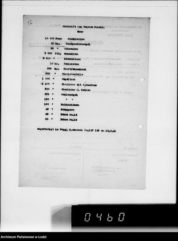 Obraz 16 z jednostki "Kriegsauftrag J.S.243 Holzschuhe [dla Heeresbekleidungsamt München] 85"