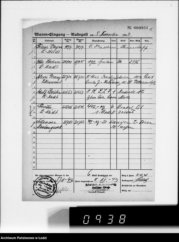 Obraz 19 z jednostki "Wareneingangsmeldungen. [Getto - Bałucki Rynek]"