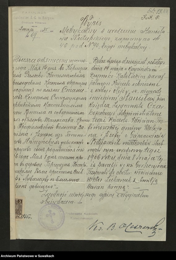 image.from.unit.number "Aneksa [do akt małżeństw] parafji Podżylińskiej za rok 1935"