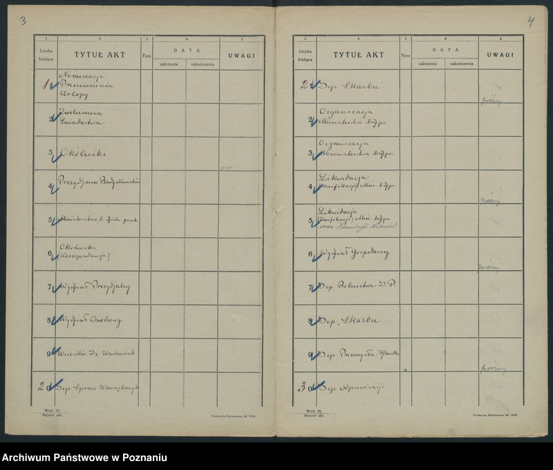 Obraz 5 z jednostki "Sekretarjat P V Wice-Minister Dr Wachowiak. Rejestr akt"