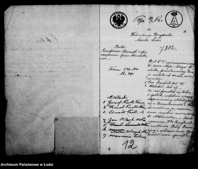 Obraz 5 z jednostki "Akta tyczące się ustanowienia opieki nad nieletnimi Janem Erenfridem i Wilhelmem Berent po zmarłej Marii Elżbiecie z Szyców Berent"