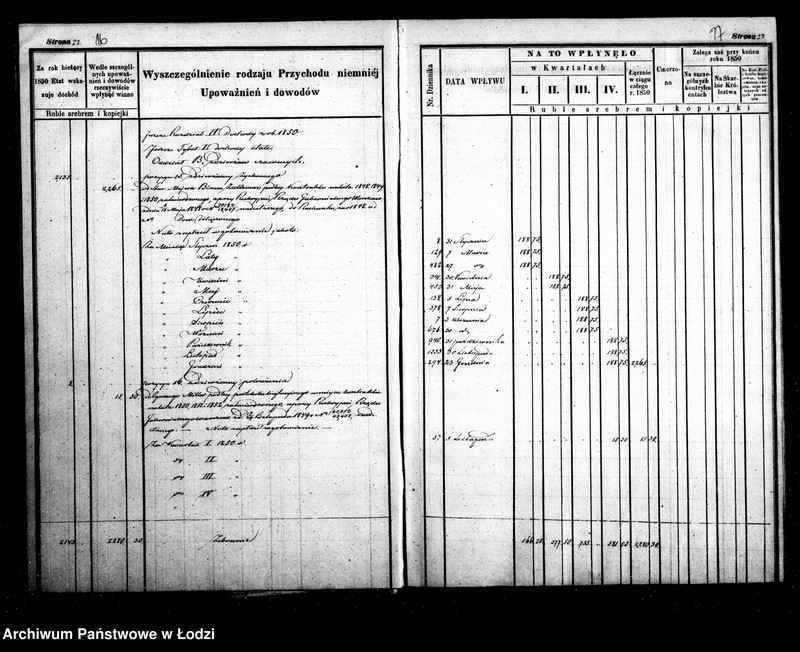 Obraz 13 z jednostki "Manuał przychodu i wydatku - regestr funduszów przechodnich, regestr forszusów i zaległości kasy m. Łodzi na r. 1850"