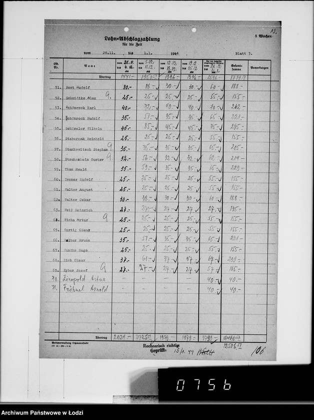 Obraz 16 z jednostki "Abschlag-Listen"