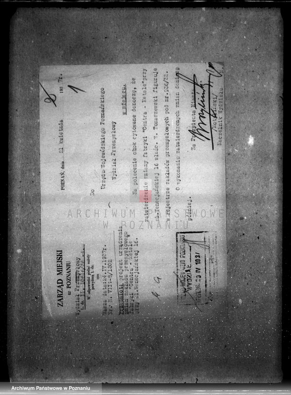 Obraz 5 z jednostki "Projekt urządzenia zmian zakładu przemysłowego fabryki "Centra" ulica Wenecjańska nr 16"