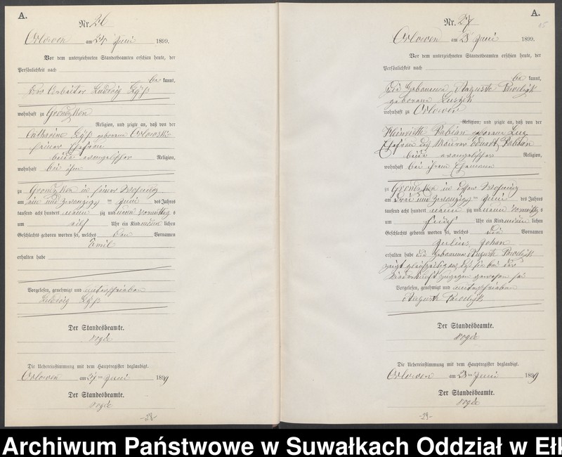 image.from.unit.number "Geburts-Neben-Register des Preussischen Standes-Amtes Orlowen Kreis Loetzen"