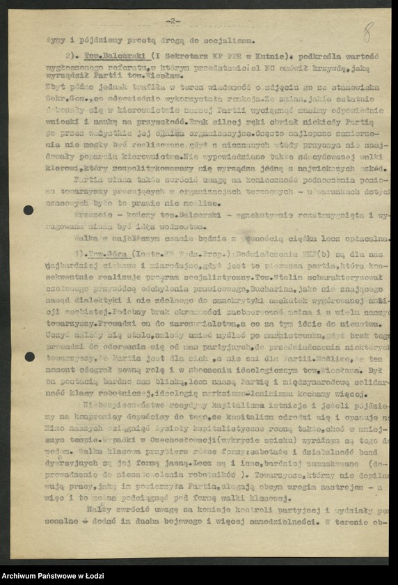 Obraz 9 z jednostki "Sprawozdanie [protokoły i rezolucje] z zebrań [oraz wykaz wojewódzkiego] aktywu partyjnego"