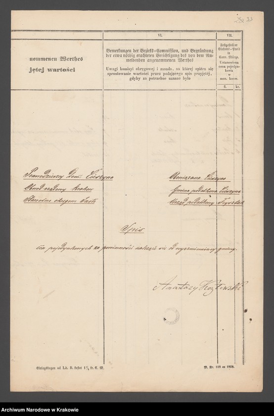 image.from.unit.number "Dominium Cieszyna (generalia, Cieszyna, Stępina - część, Szufnarowa, Posiadacze gruntów dworskich w Cieszynie i Szufnarowej, Wiśniowa-część) - Kozłowski Anastazy"