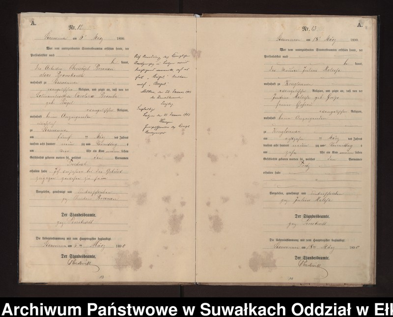 image.from.unit.number "Geburts-Neben-Register des Preussischen Standes-Amtes Stasswinnen Kreis Loetzen"