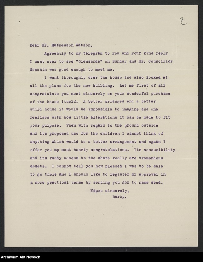 image.from.unit.number "Manchester Evening News White Heather Fund; Załączniki: listy lorda Derby i M. K. Gandhiego do I. Mathewson Watson