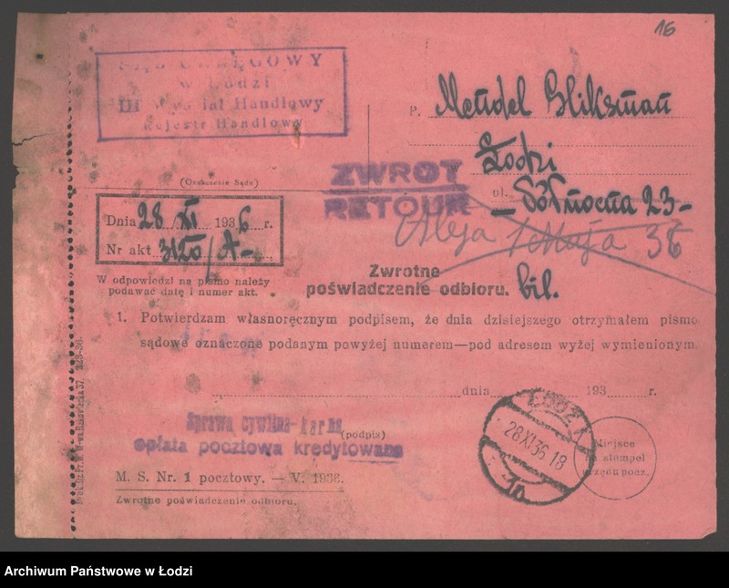 Obraz 18 z jednostki "Mendel Gliksman- sprzedaż pończoch"