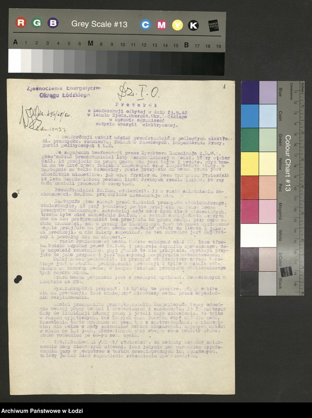 Obraz 2 z jednostki "Zjednoczenie Energetyczne Okręgu Łódzkiego; protokoły [konferencji], sprawozdania [z produkcji]"